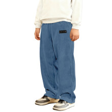 Boy's Corduroy Pants Elastic Waist Straight Leg Comfy Long Trousers Streetwear
