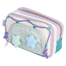 Bärbart Kawaii Star Pennfodral med 7 Lager, Stor Kapacitet