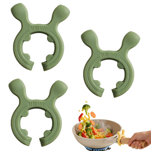 Suporte de silicone para espátulas e cabos de panelas, verde, pacote com 3 unidades