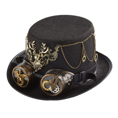 Καπέλο Steampunk από μαύρο τσόχα για άνδρες 2