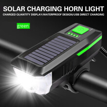 Solar USB Rechargeable Headlight - High Power LED Bicycle Light with 3 Modes, Water Resistant, Tool-Free Installation, Includes Mounting Strap