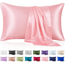 Federa in raso rosa 20x26", liscia e rinfrescante per capelli e pelle, chiusura a busta, confezione da 2 - compatibile con cuscini standard