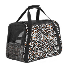 Leopard Print Pattern Portable Dog Carrier Bag & Cozy Cat Carrying Case for Small Pets,Puppy Soft-Sided Pet Travel Bag