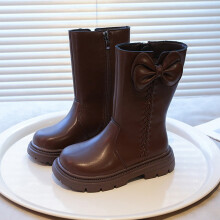 Girls Boots,Boots Girls Mid Calf Punk Side Zipper Lined Leather for Teens and Kids,Toddler Boots,Z03 Brown,4-4.5 Years