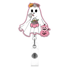 Halloween Ghost Badge Reel – 360 Rotating ID Holder, Compatible with Nurses, Doctors & Office Workers