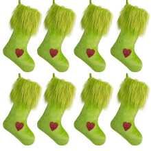 Groene fluwelen kerstkousen 18 inch (45,7 cm) - 8 stuks