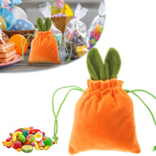 Bolsas de terciopelo con cordón y diseño de conejito de Pascua, 16x16,5 cm.