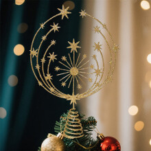 Celestial Gold Metal Tree Topper, 13 Inch Christmas Gold Tree Toppers for Christmas Decorations, Holiday Party Indoor Decor