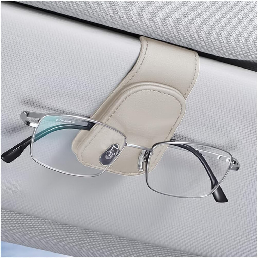 Leather Sunglasses Holder For Car Sun Visor, Magnetic Glasses & Card Clip, Compatible With Suv/Pickup Truck 9425574185235
