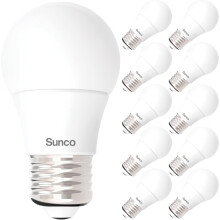 Lot de 10 ampoules Sunco A15 à intensité variable pour appareils électroménagers, 800 lm, 8 W (60 W), 5 000 K, culot E26, homologuées UL —