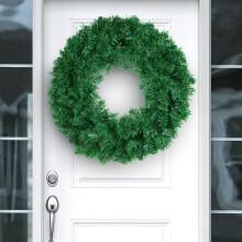 Couronne de Noël en osier vert, 30 x 30 cm, décoration murale et de vitrine pour centre commercial, accessoires de mise en scène – Compatible