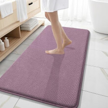 Tjock badmatta i memoryskum 122x51 cm, extra mjuk och absorberande, snabbtorkande, halkfri, maskintvättbar – Deep Plum