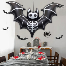 Palloncino gigante a forma di pipistrello di Halloween in lamina metallica, 59x33 pollici