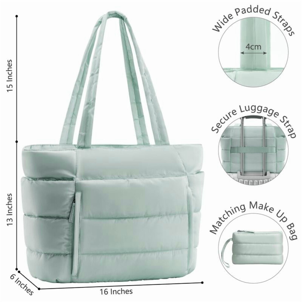 Puffer Tote Bag for Women Quilted Large Lightweight