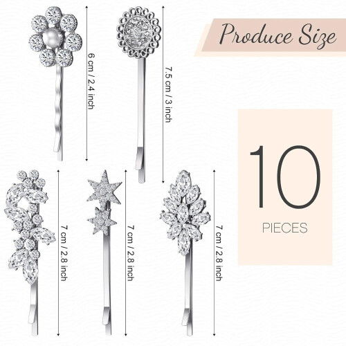 10 fermagli per capelli vintage con strass per donna 2