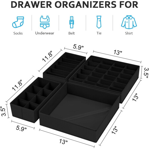 Drawer organizer for clothes - foldable underwear organizer and sock organizer 1