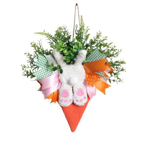 Easter Carrot Wreath Blue Pink Plastic 17.72x15.75 in 1