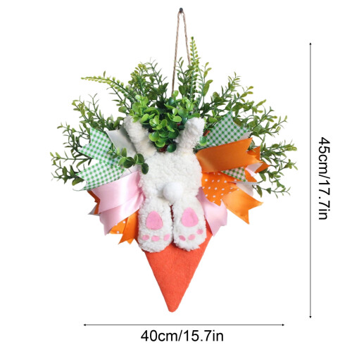 Easter Carrot Wreath Blue Pink Plastic 17.72x15.75 in 2