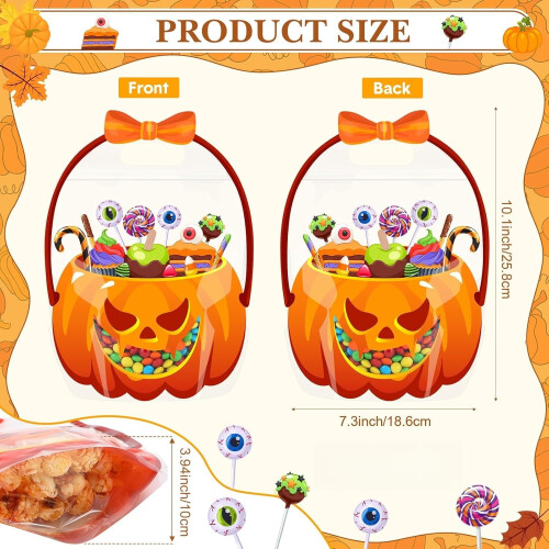 Διαφανείς τσάντες για δώρα Halloween με κολοκύθα και λαβές 20 τεμάχια 1