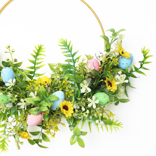 16-inch Easter Wreath with Sunflowers and Spring Flowers 2
