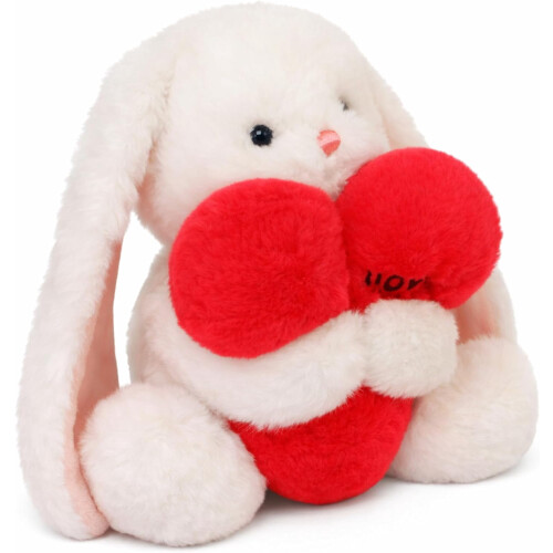 Λούτρινο Love Bunny με Κόκκινη Καρδιά – Εξαιρετικά Μαλακό Λούτρινο Κουνέλι 25 εκ. για 2
