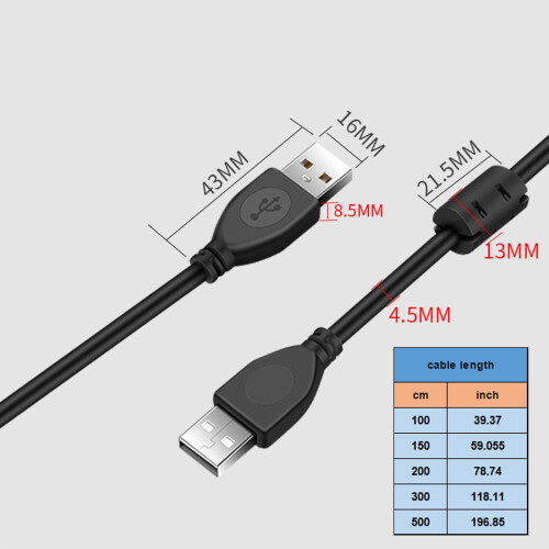 Καλώδιο σύνδεσης USB2.0 αρσενικό σε αρσενικό, μεταφορά δεδομένων και φόρτιση 480Mbps 2