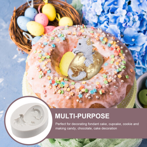 Creative Easter Dinosaur Egg Mold White Silicone for Cake Decoration 2
