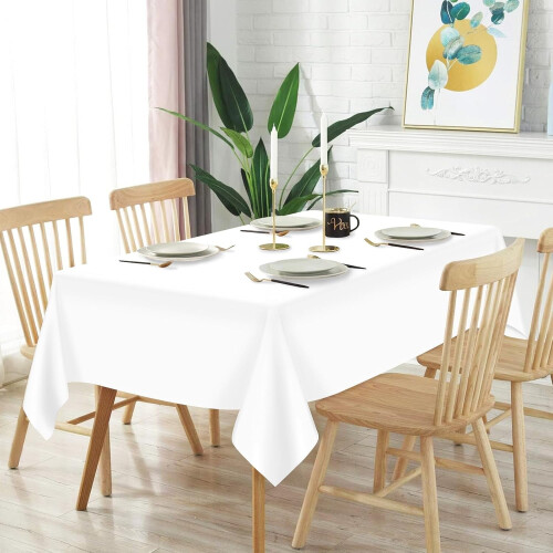White Plastic Tablecloth Rectangular 54  108 Inches 2 pcs 1