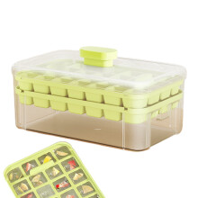 Bac à glaçons pour congélateur, boîte de rangement à glaçons double couche, grande capacité, démoulage facile, récipient en silicone