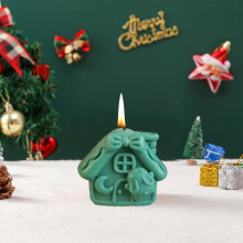 Bougie parfumée en cire de soja en forme de maison de Noël, 340 g