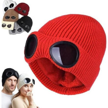 Unisex wintermuts met vaste skibril en fleecevoering.