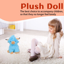 Peluche di mucca delle Highlands blu soffice da 28 cm, giocattolo di peluche, morbido bovino di peluche, compagno per bambini e neonati, cuscino,