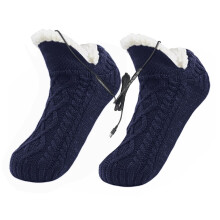 Ikke-opvarmede sokker med aftagelig USB-varmer til mænd/kvinder, kompatible med USB-strøm (uden batteri), marineblå, 12x28cm
