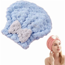 QIANJIA Super Absorbent Microfiber Hair Towel Wrap for Women, Quick Drying, Soft & Lightweight, Turban with Bow (Pink) – Compatible with All Hair