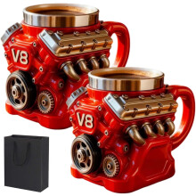 V8Engine Rozsdamentes acél kávésbögre3D Retro12oz