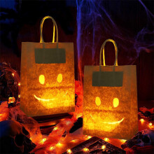 Halloween-karkkipussit, hohtavat paperiset käsilaukut, 2 kpl