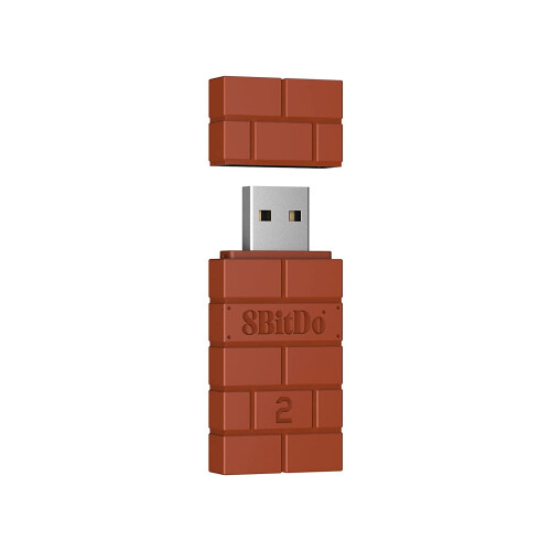 Wireless USB Adapter 2 for Switch/Switch 2, Windows, Mac, Raspberry Pi — Compatible with Series X|S, Switch Pro, PS5 & Bluetooth Controllers (Brown)