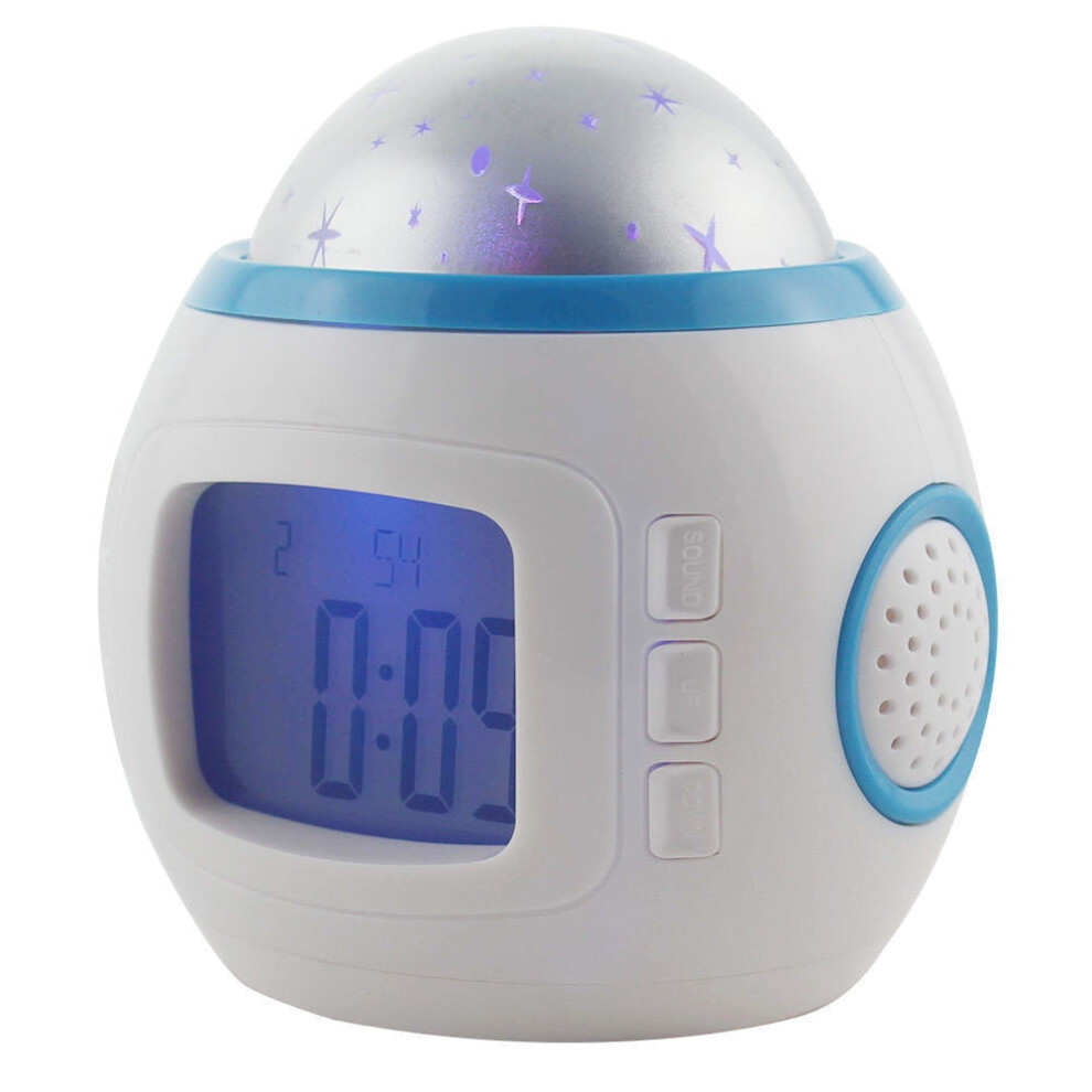 Digital Star Projection Alarm Clock With Music Calendar For Kids Home Led Sky Night Light