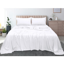 Drap plat Queen pour les personnes qui ont chaud la nuit, 100 % percale de coton peigné, 300 fils/cm², respirant et léger, blanc