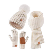 Winter Knitted Scarf, Hat & Gloves 3-Piece Set for Women & Men – Cold-Proof, Cozy Outdoor Wear