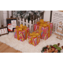 Lot de 3 boîtes cadeaux de Noël lumineuses avec lumières LED, décoration intérieure pour les fêtes, utilisables à la maison
