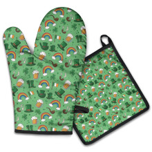 Groene ovenwant en pannenlap set, 2 stuks, hittebestendig tot