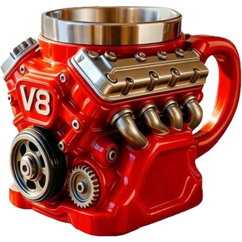 V8Engine kaffekrus rustfritt stål 355 ml