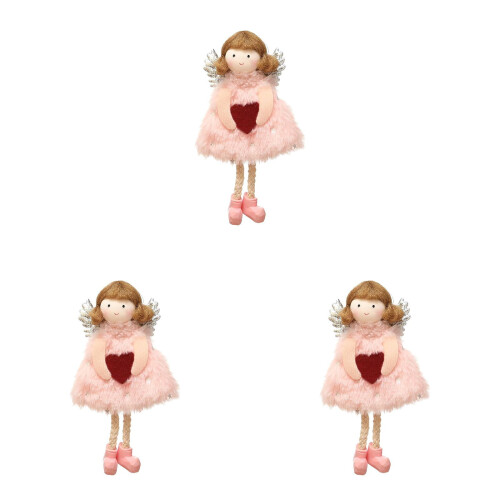 Ensemble de 3 figurines en peluche d'anges pour la Saint-Valentin