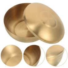 Golden Stainless Steel Korean Rice Bowls Set for Meal Prep, Storage, and Serving, Kitchen Tableware