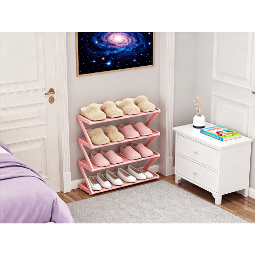 Z-Shaped Shoe Rack for Home Dorm Storage 3-Tier 1