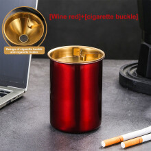 Stainless Steel Ashtray, Commercial Sand Tray with Lid, Gold Finish, Storage Container, for Hotels, Restaurants, and Patios, Red, by FAJHHA