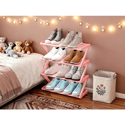Z-Shaped Shoe Rack for Home Dorm Storage 3-Tier 2