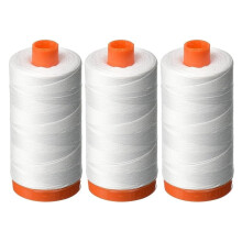 3-PACK - 50WT - White, Solid - Mako Cotton Thread - 1422Yds EACH