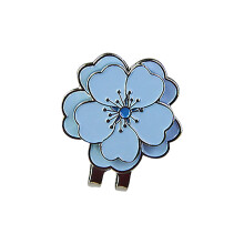Golfmarker met bloemenmotief, draagbaar, met clip van zinklegering.